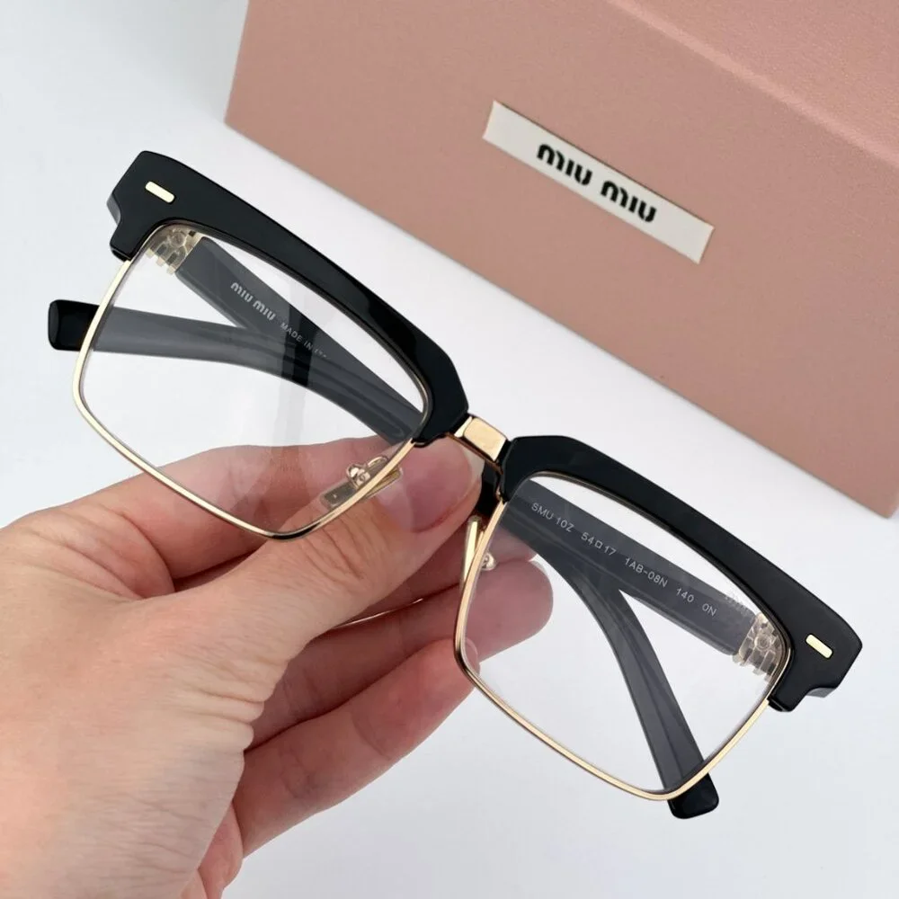 Miu Miu MU10ZS 1AB08N BRAND NEW Sunglasses Black Clear Blue Light Filter Square